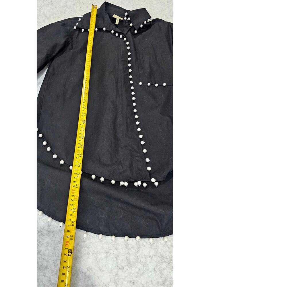 Me Me Me Black Studded Trim Button Down Tunic Shirt Anthropologie, Sz S - Picture 11 of 13